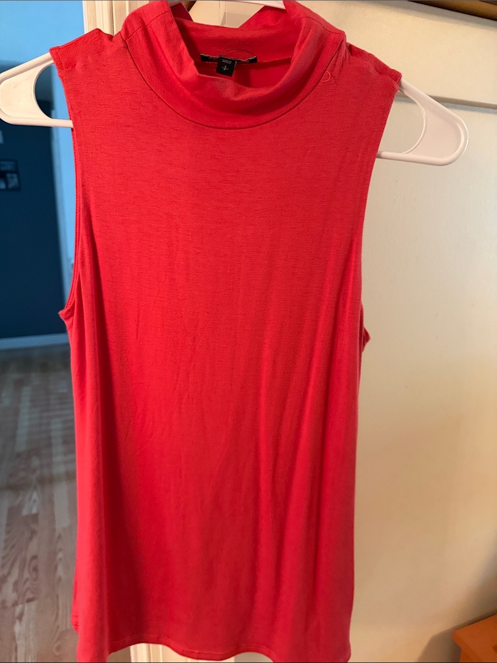 Sleeveless Mock Neck Tank Top - Coral